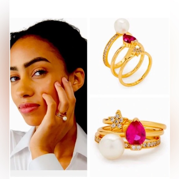 Kate Spade Light Up The Room Stackable Holiday Ring‎ Set (Size 7)